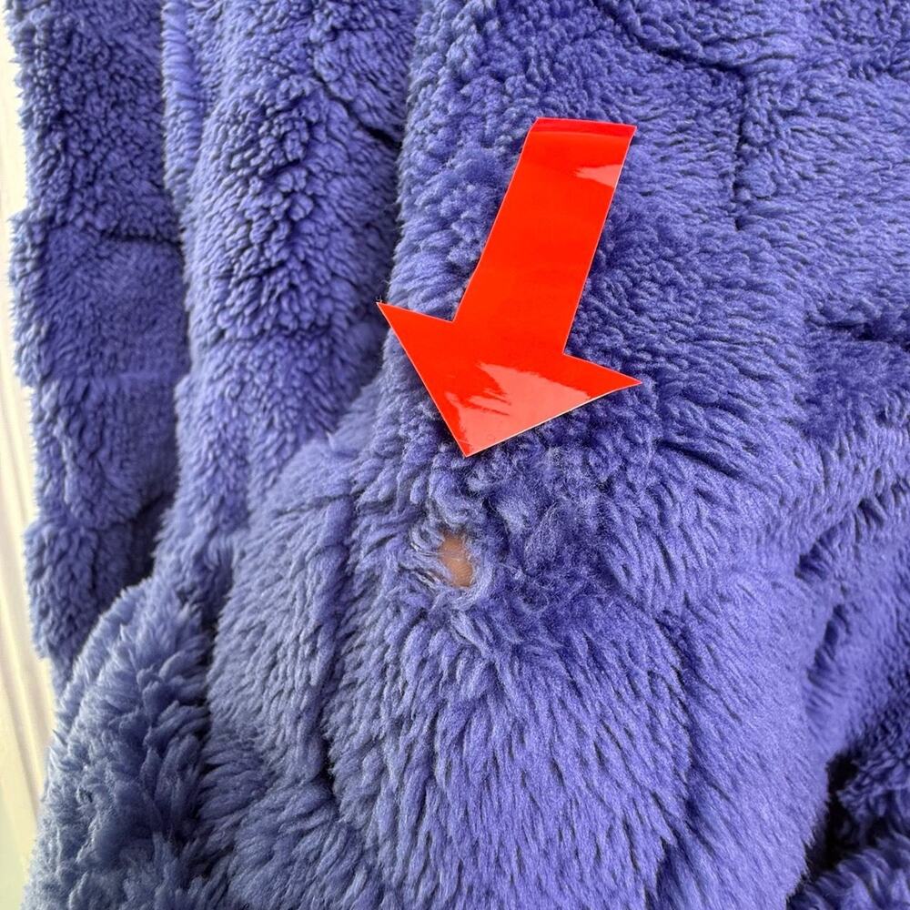 Muk Luks Womens Fuzzy Robe Checkerboard Texture Blue XS *Flawed* - Picture 5 of 8
